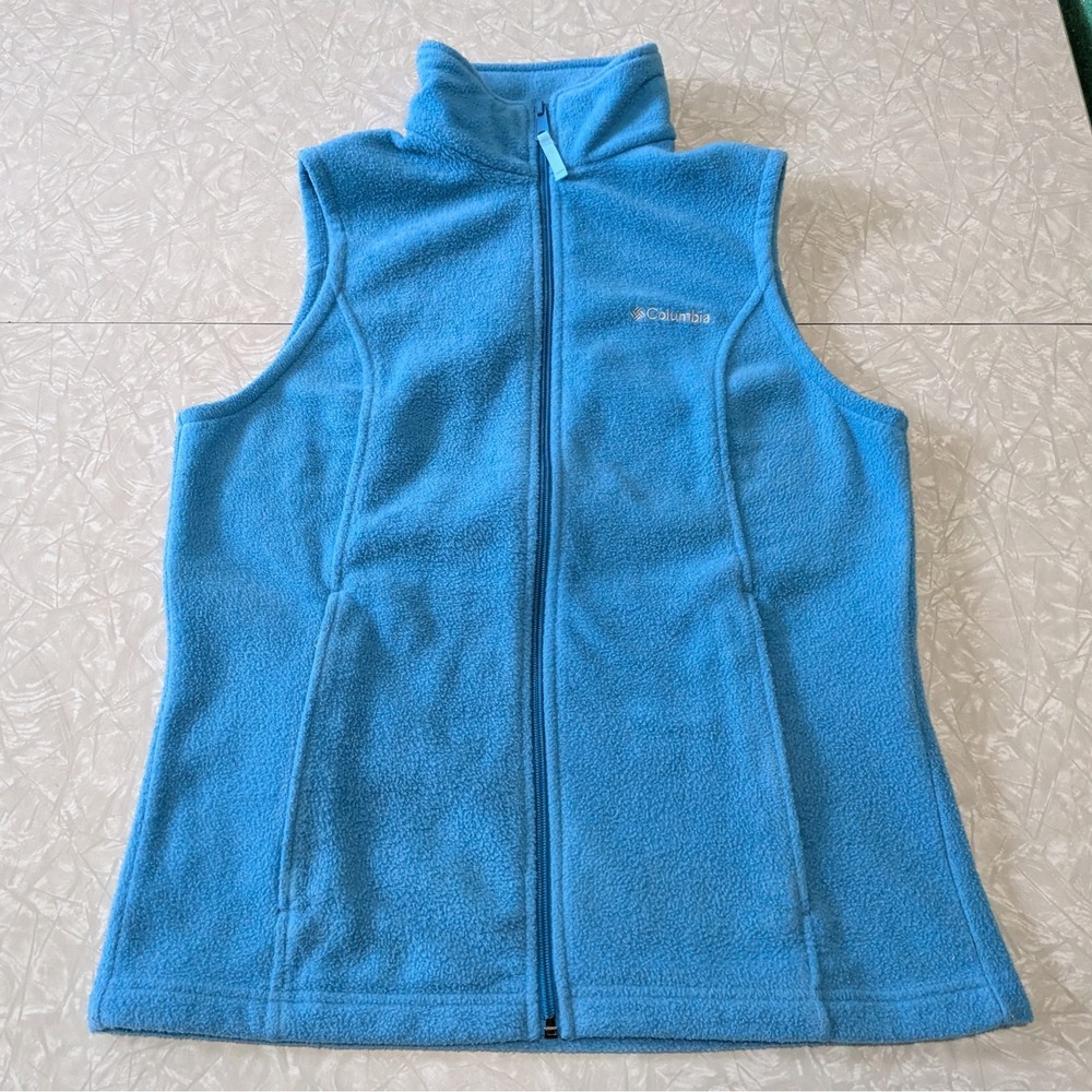 Columbia Womens S Benton Springs Fleece Vest Blue Full Zip Sleeveless Jacket